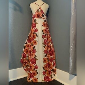 Forever 21 High Low Dress with Red Floral Pattern
